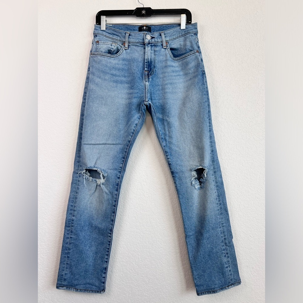 7 For All Mankind Low Straight Distressed Jeans Size 28